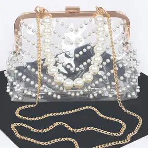 Stone Studded Transparent Clutch