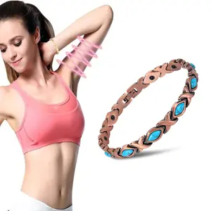 Hot itemsTurquoise magnetic bracelet antique brushed copper retro creative magnetic bracelet zinc alloy women's magnetic bracelet cute heart-shaped bracelet, designed A perfect gift full of love for ladies