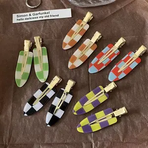 5PCS No Bend Hair Clips, No Crease Curl Pins, Acrylic Resin Flat Styling, Colorful Bang Seamless Duckbill Barrette for Makeup Hairstyle Accessories for Women Girls