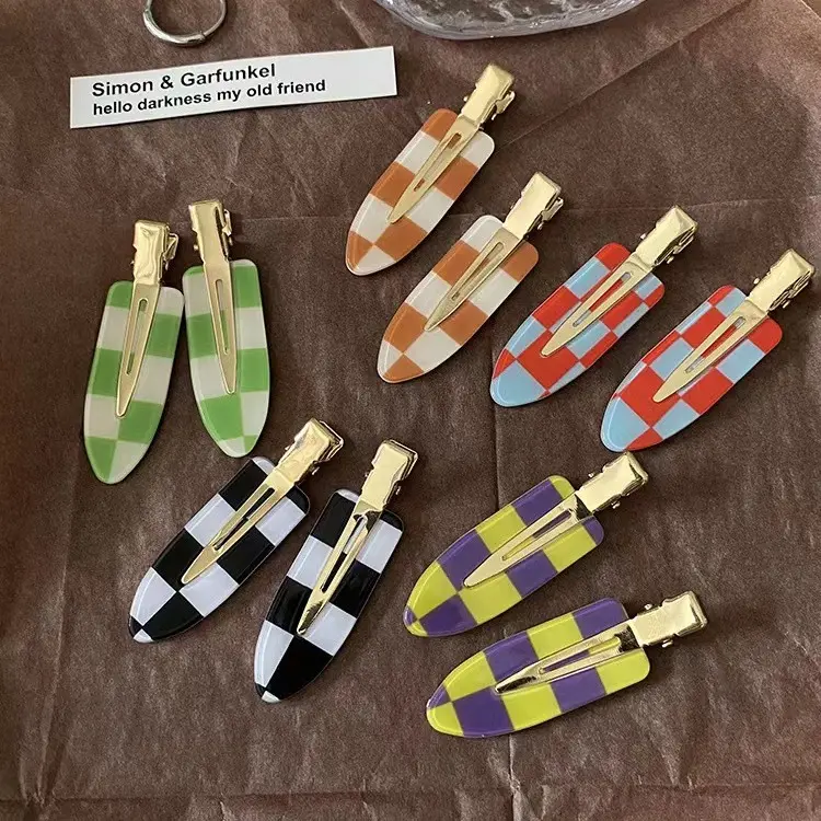 5PCS No Bend Hair Clips, No Crease Curl Pins, Acrylic Resin Flat Styling, Colorful Bang Seamless Duckbill Barrette for Makeup Hairstyle Accessories for Women Girls