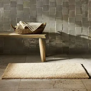 21"x34" Organic Melange Reversible Bath Rug Natural - Casaluna