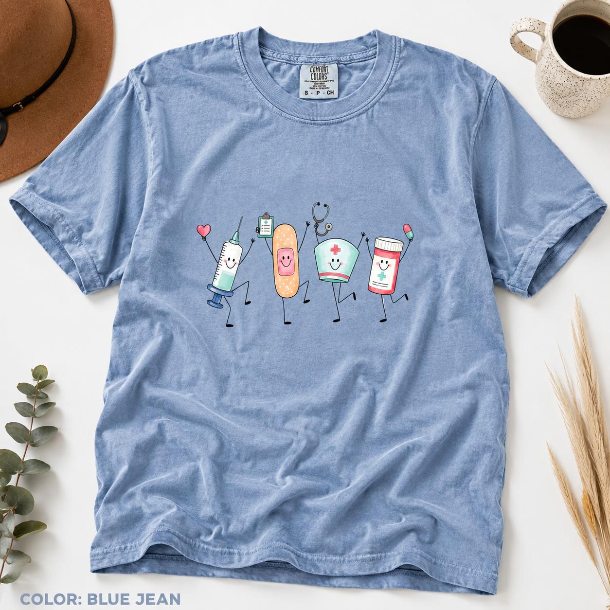 Women’s Casual Short-Sleeve Printed Round Neck Nurse Graphic T-Shirt – Soft Cotton Loose-Fitting RN Gift Tee with Fade-Free Ink, Stethoscope Print, Everyday All-Season Wear, Shortsleeve, Vintage