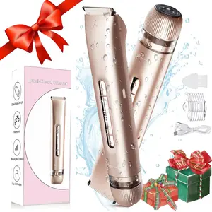 Women's Multi-Purpose Electric Shaver, Dual-Head Trimmer, USB Rechargeable, Portable Hair Removal Tool, Bikini Trim Gift, Waterproof Rechargeable Shaver