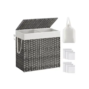 SONGMICS 130L Wicker Laundry Hamper with Lid