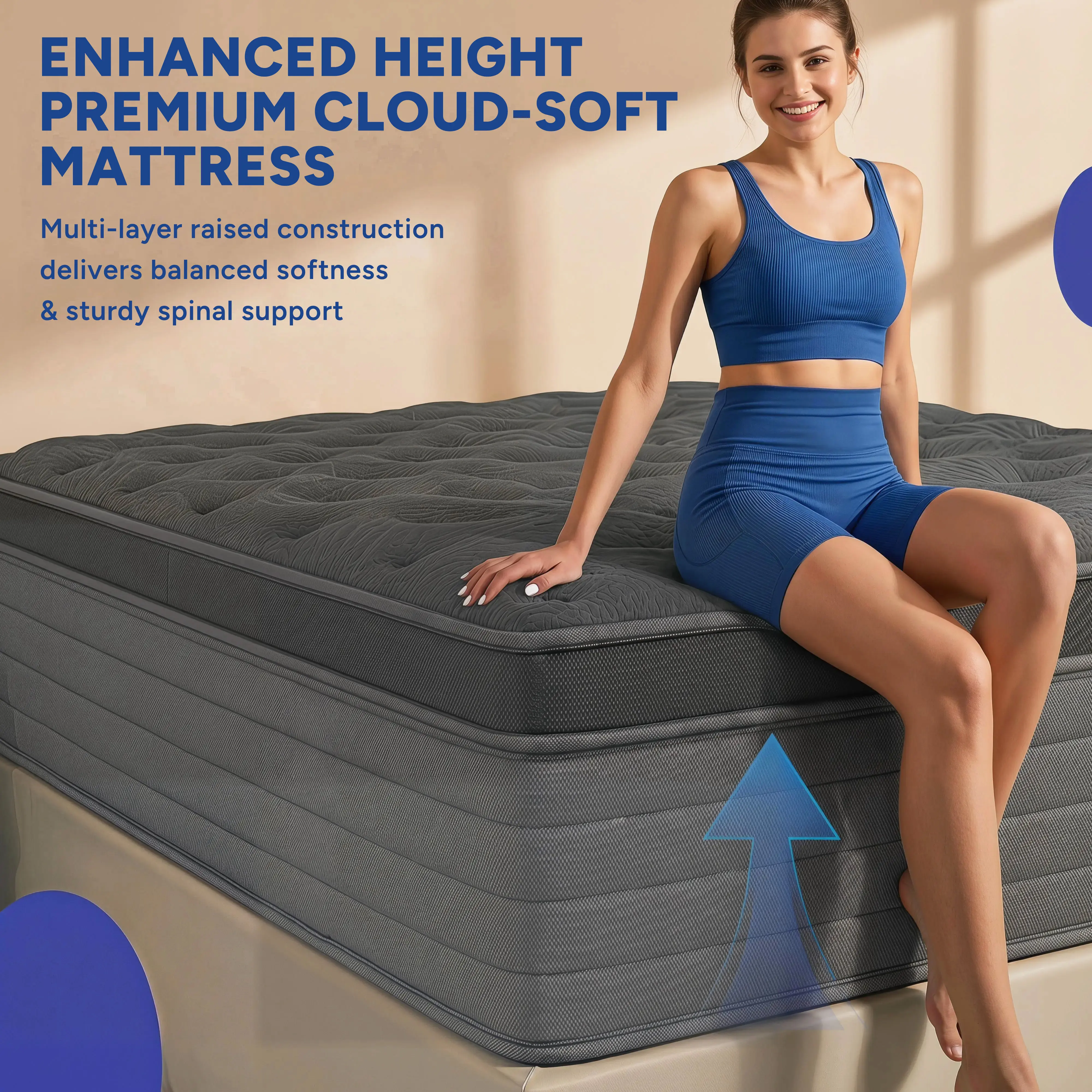 Memory foam mattress12/14-Inch Twin, Full, Queen  size, King,  high quality   hybrid  Mattress with Independent , Provides Pressure Relief, Motion Isolation and Firm Edges, Medium Firmness, Breathable and Washable, Spring Mattress in a box ,Gel infuse