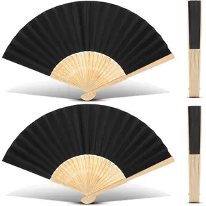 4 Pack Folding Fans Bamboo Handheld Folded Craft Japanese Chinese Line Dancing Fans for Weddings Bridal DIY Decoration Women Kids Gift Party Favors