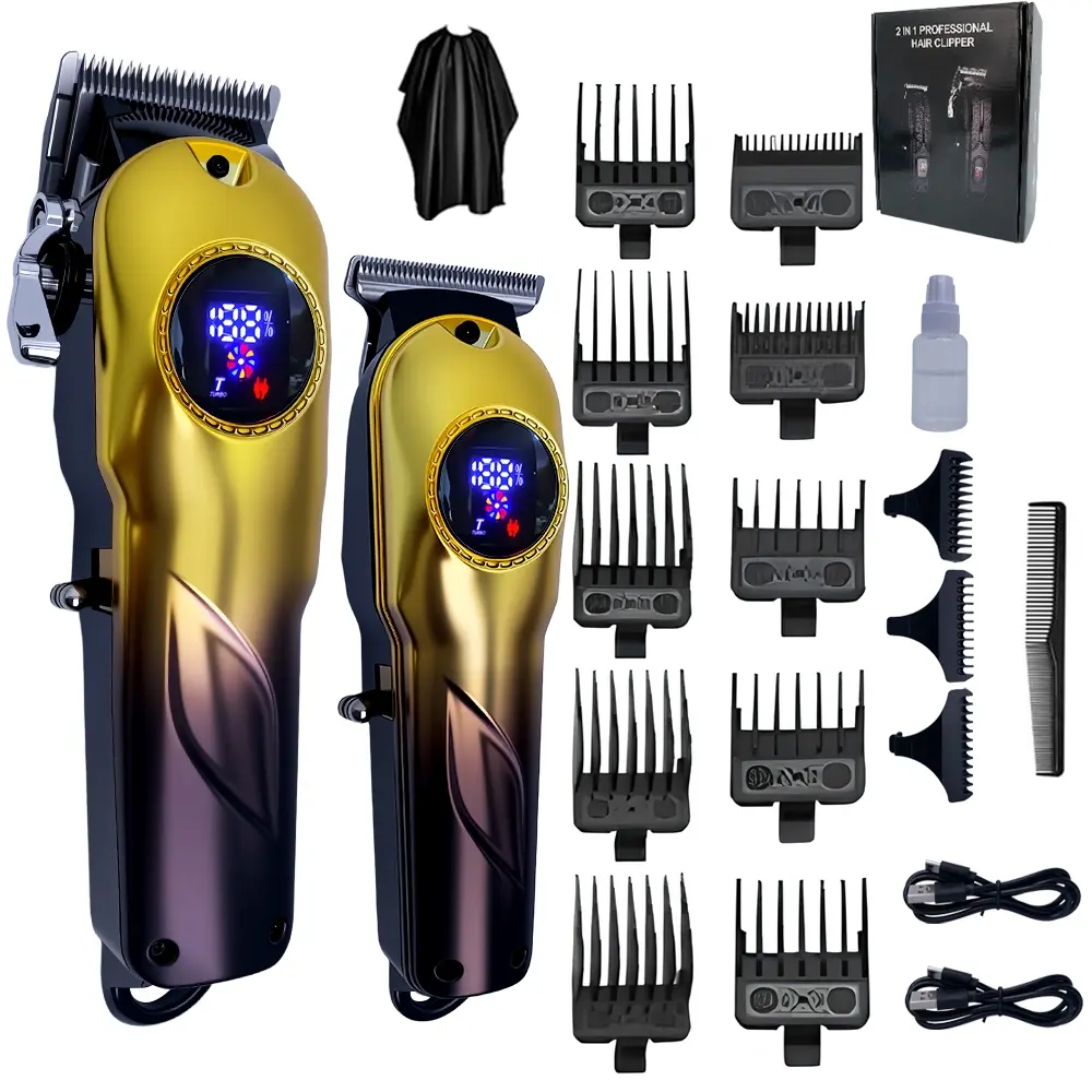 Professional Men's Hair Clipper Set, Cordless Barber Kit with LED Display, Ideal for Barbershop & Home Use