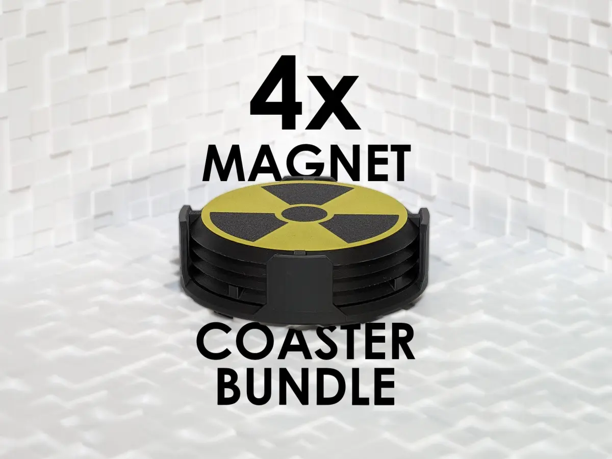 4x Radioactive Fallout Magnet/Coaster Bundle - 3D Printed Gift for Fans