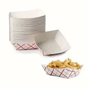 50pcs Small Disposable Paper Box - Oil-Proof, Convertible, Free Folding, Red Grid Design - Perfect for Fried Chicken, Burger, French Fries, Kitchen Stuff, Baking Supplies, and Food Packaging
