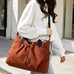 Women's Drawstring Gym Bag with Wet & Dry Separation, Water-Resistant Casual Tote Bag, 16L Large Capacity Commuter Bag, Lightweight Versatile Handbag for Travel, Fitness, Work & Everyday Use