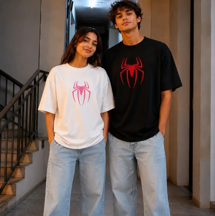 Spider Couple Tshirt, Red Spider For Men, Pink Spider For Women