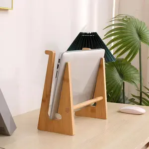 Elegant Bamboo Wood Laptop Stand, Desktop Vertical Organizer, Ergonomic Cooling Base, Supports 13-18 Inch Laptops, Simple Design, Laptop Stand For Desk