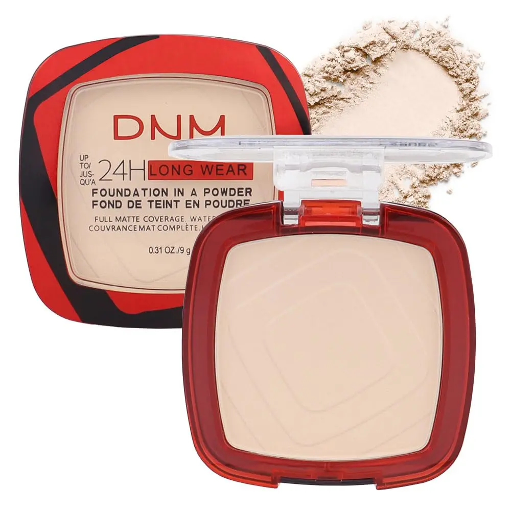 DNM Oil Free Powder Foundation Waterproof,Face Pressed Powder Balance Brighten,base de maquillaje,Medium to Full Coverage Foundation Makeup,Up to 24H Wear,Vegan cosmetics,Matte Natural Finish,09