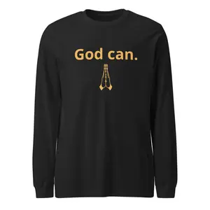 Unisex "God Can & God Will" Front-Back Cotton Layer Sporty Top, Casual Longsleeve Shirt for Sports & Outdoor Activities #faith #godcan, Sporty Sports Tops