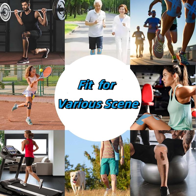 Precut Kinesiology Tape for Knees, 12 Pcs - Knee Support & Stability, Knee Pain Relief Athletic Tape - Waterproof & Elastic, Breathable Hypoallergenic Latex-Free Tape, Black