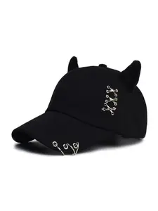Cute Cat Ear Decor Baseball Cap, Street Style Rings Decor Baseball Cap for Men & Women, Fashion Accessories for Outdoor Sports, Handcrafted Cap, Adjustable Stylish Hat