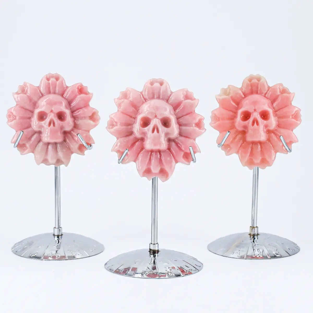 【Star Gate】1 count Pink Opal Skull - Flower Carvings - Natural Gemstone Decor | Artistic & Symbolic
