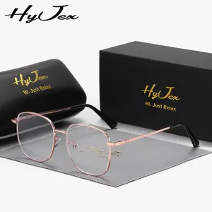 HyJex Unisex metal large-frame glasses, simple and fashionable square flat glasses