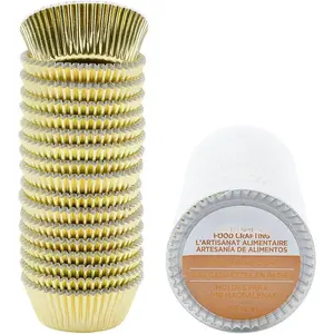 Mini Foil Baking Cups , 300-Count Bright Foil Paper  Cupcake Liners Mini Size
