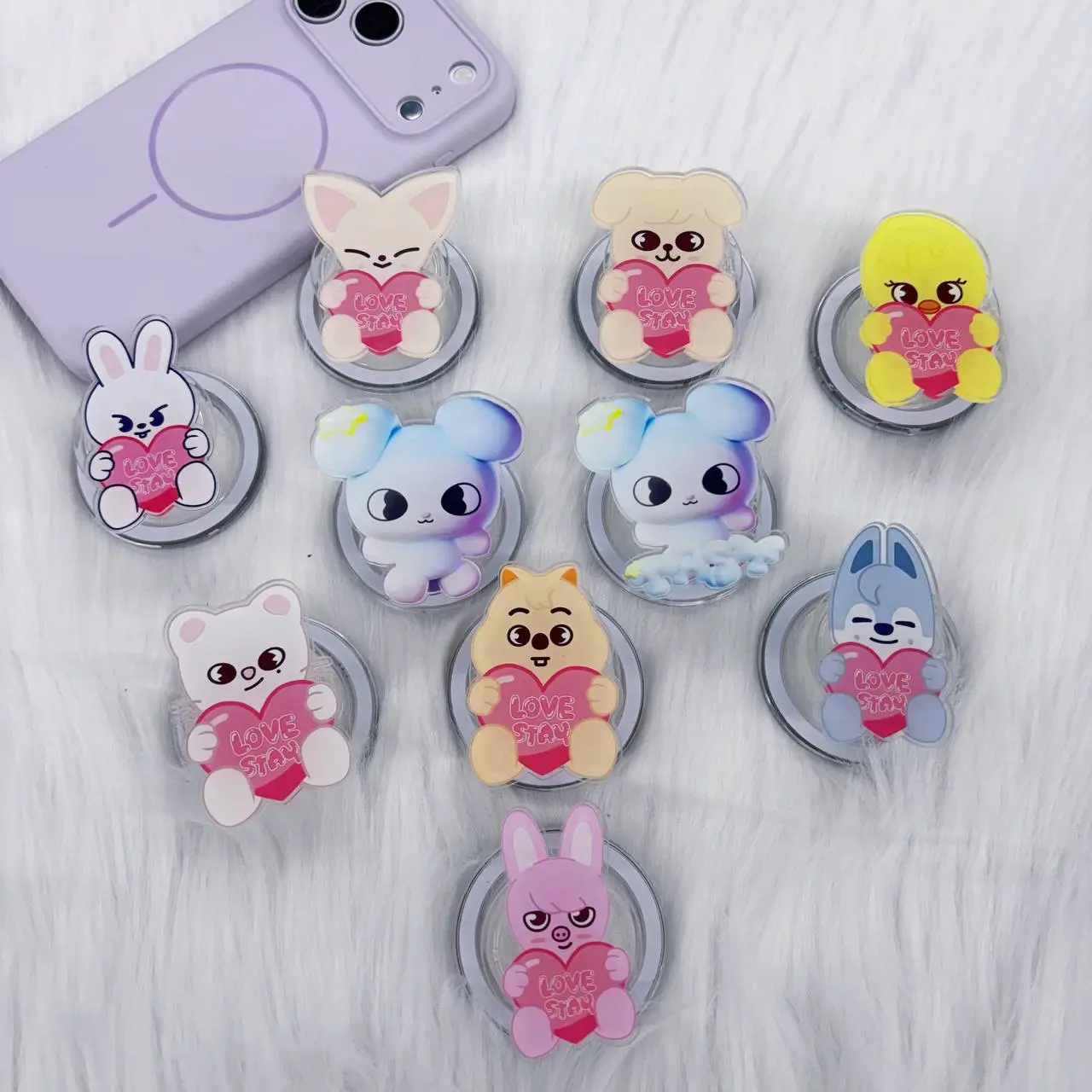 Kpop Stay Inspired Animal MagSafe Phone Grip - 2D Magnetic Holder & Kickstand - Cute Love Heart Gift