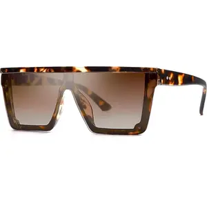 Women Square Big Sunglasses Thick Frame Flat Top Mirrored Sunnies Shades Goggle With Siamese Lens For SJ2117