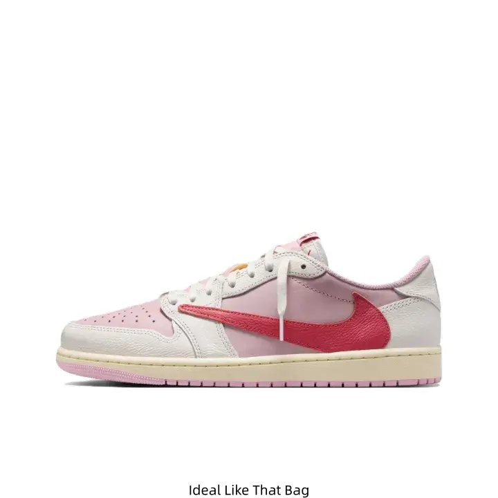 Sweet Pink Cream Colorblock Low Top Casual Sneakers Vivid Red Side Embellishment Unisex Cushioned Insole Wear-resistant Pink-edged Outsole Street Style Shoes for Valentine OOTD Spring Campus Looks Weekend Dating Trips