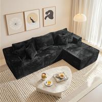 3 Seat Black L Shape Sofa Right Chaise