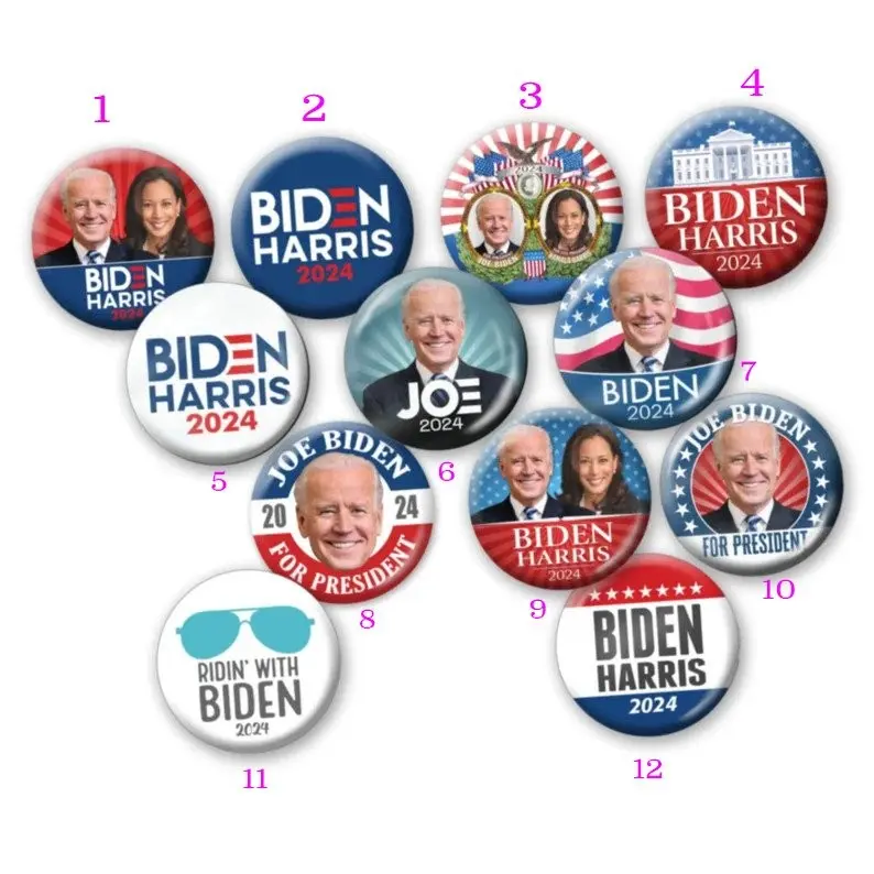 Vote for Election 2024 Pinback, President Democrat Photo Ridin' with Campaign Pin Button, Campaign Democrat Badge, Democratic Party Pin for Hat/T-shirts/Backpack/Jacket, America Sublimation Pin Button