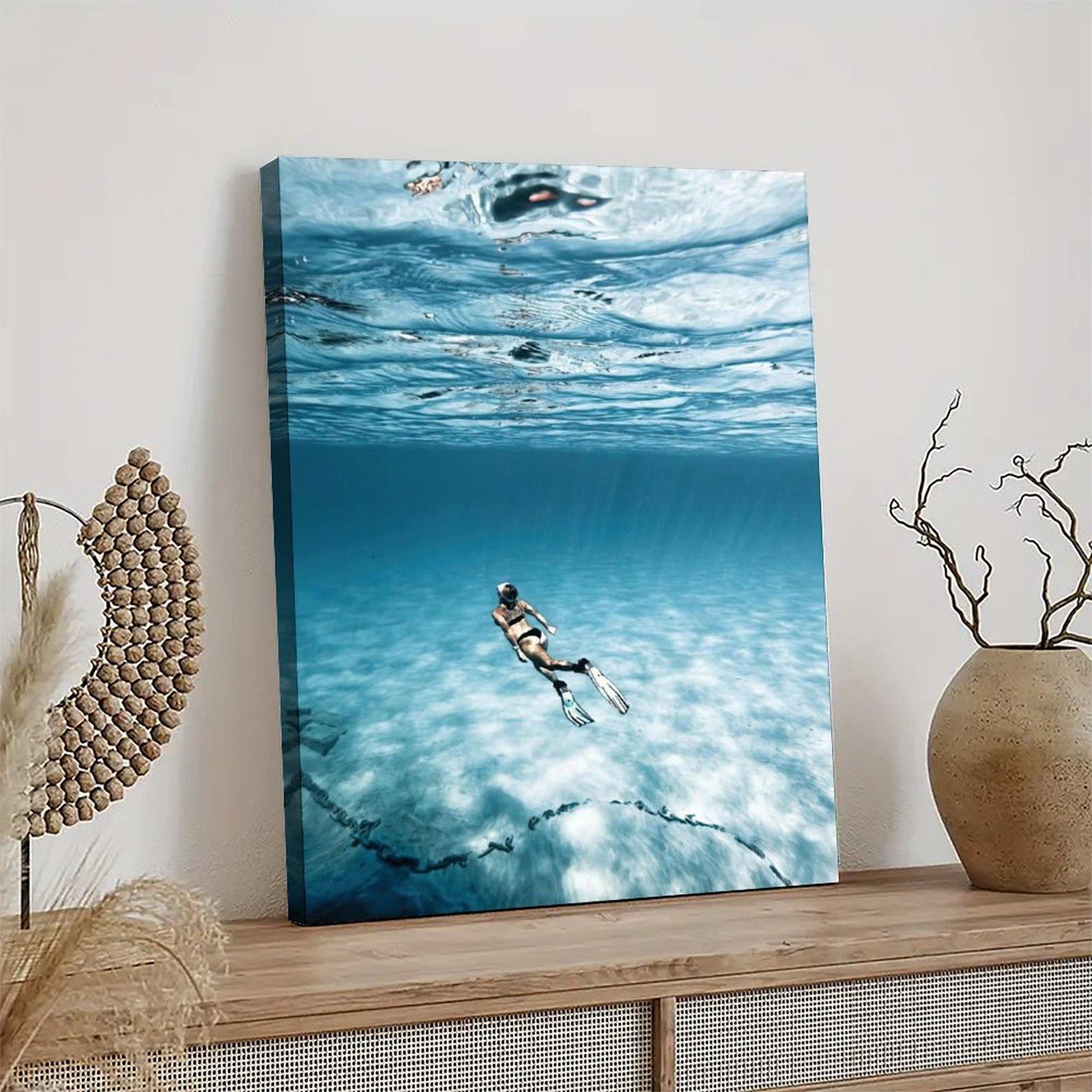 Diving Sports Poster Sports Sea Nature Beach Wave Poster Decorative Painting Canvas Wall Art Picture Print Modern Family Bedroom Decor