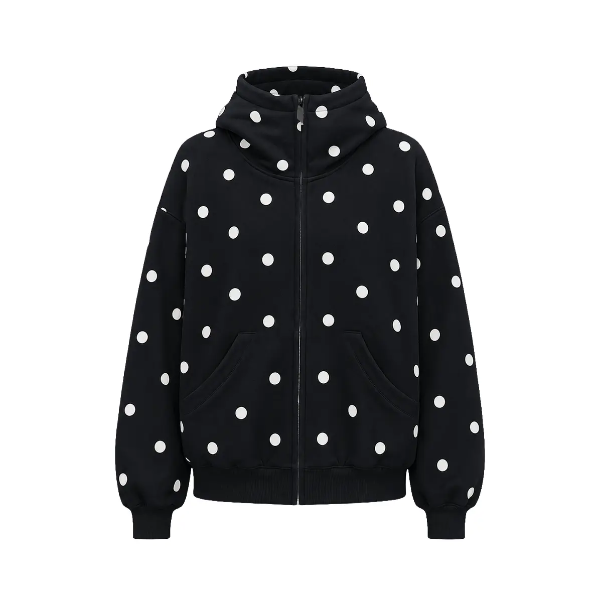 Hoodie Black  Polka Dot
