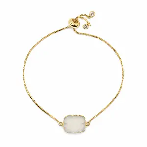 White Druzy Pull Chain Bracelet