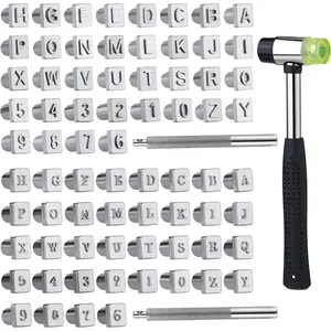 Leather Stamping Tools, 75 count Leather Carving Tools, Letters and Numbers Patterns, Leather Carving Mallet, Leather Carving Kit, Leather Stamping Tools Geometric, Leathercraft Stamping Tools