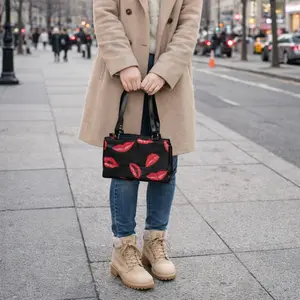 Small Y2K Medium Structured Tote with Feet and Lips Print for Valentines Day Perfect Gift for Everyday Essentials