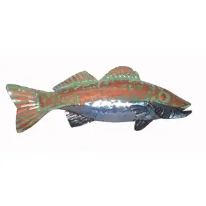 WorldBazzar LG WALLEYE SALMON SPORT FISH METAL WALL ART TROPHY NAUTICAL COASTAL BOAT TROPICAL DECOR