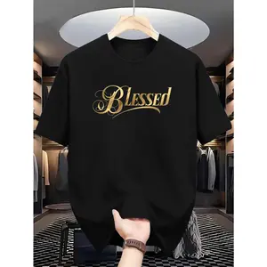 Letter Print Casual Sports Outdoor Men's Short Sleeve T-Shirt Summer Men's Top