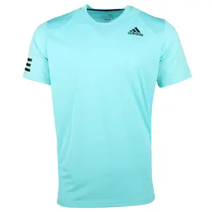 adidas Mens Club Striped Crew Neck Short Sleeve Tennis Casual Tops Casual - Blue