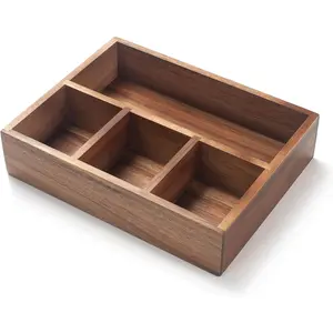 Tea Bag Holder, Acacia Wood Tea Bag Storage Organizer, Tea Candy Basket, Sugar Packet Organizer, Coffee Station Condiment Organizer