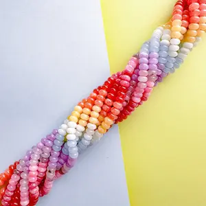 8mm Rainbow Candy Smooth Dyed Jade Rondelle Strand