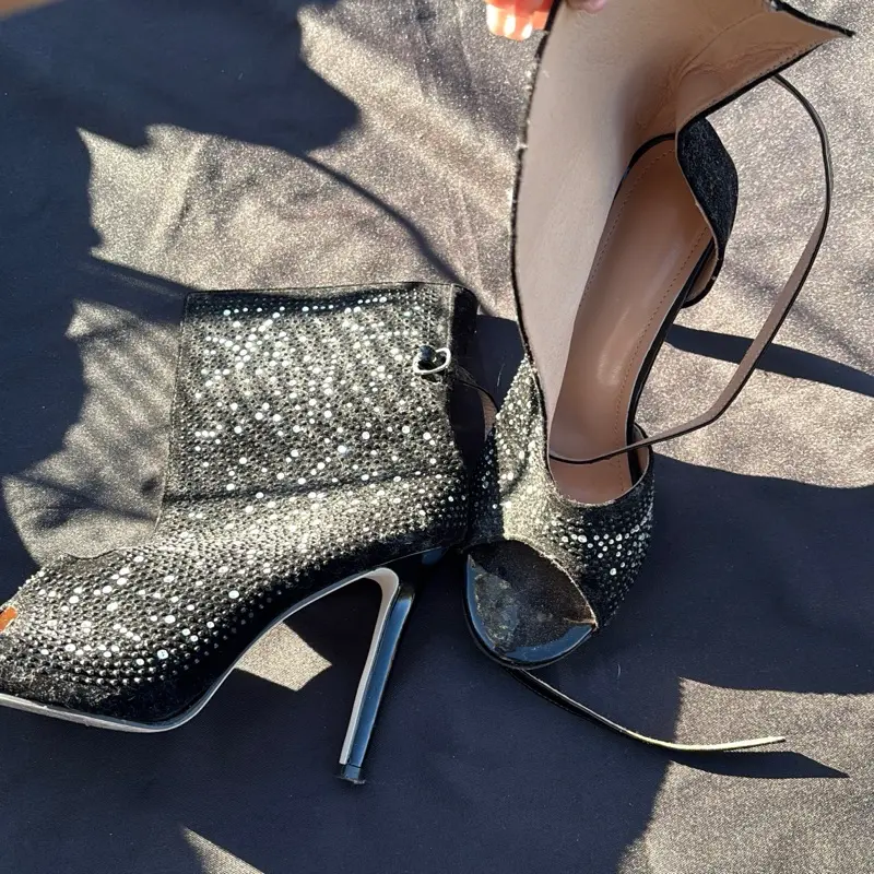 Black with Rhinestone Designer High Heels Size 41 - Elegant Sandals for Walking Shoes