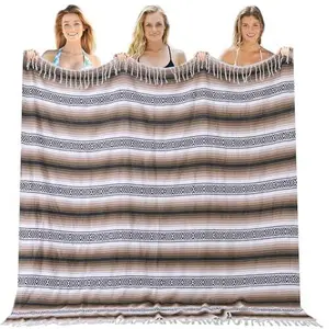 Full-Sized Beach Blanket - Boho, Beach-Themed, Mexican-Inspired Woven Throw Blanket (60" x 78"), Boho Blankets, Beach-Themed Blankets