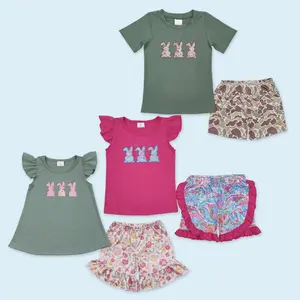 Embroidery bunny kids boy Easter outfit