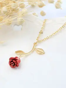 Women's Rose Necklace Pendant, Elegant Floral Design Jewelry Gift for Women & Girls, Perfect Romantic Accessory for Special Occasions