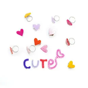 Lilies & Roses NY - VAL-Hearts Assorted Solid Colors Rings (Pack of 12)