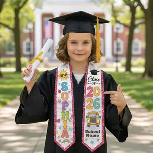 Custom Name Kid Graduation Stole, Personalized Kindergarten Grad Stole, Class Of 2026 Sash, Custom Graduation Gift for Daughter Son