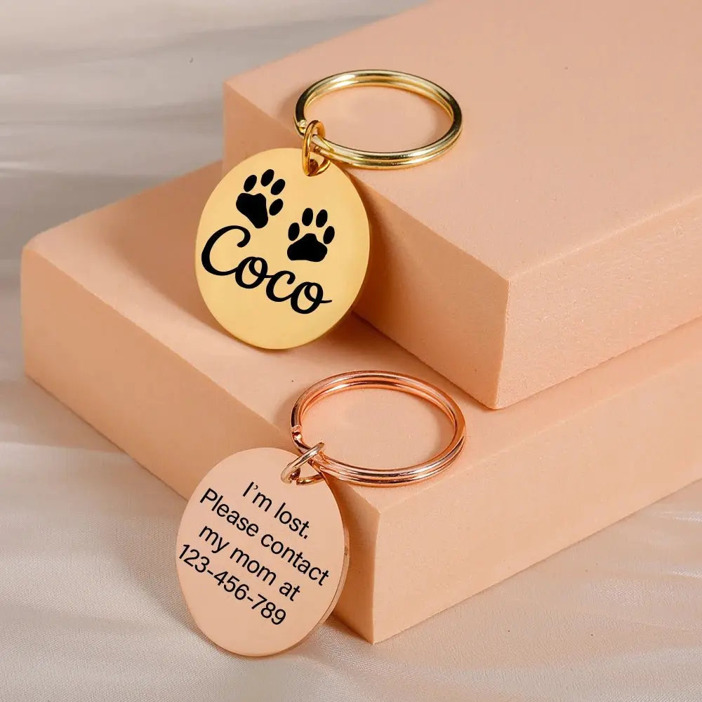 1pc Customized Pet Accessories Include Circular Dog Tags, Optional Small Dog Patterns, Engraved Names and Contact Num