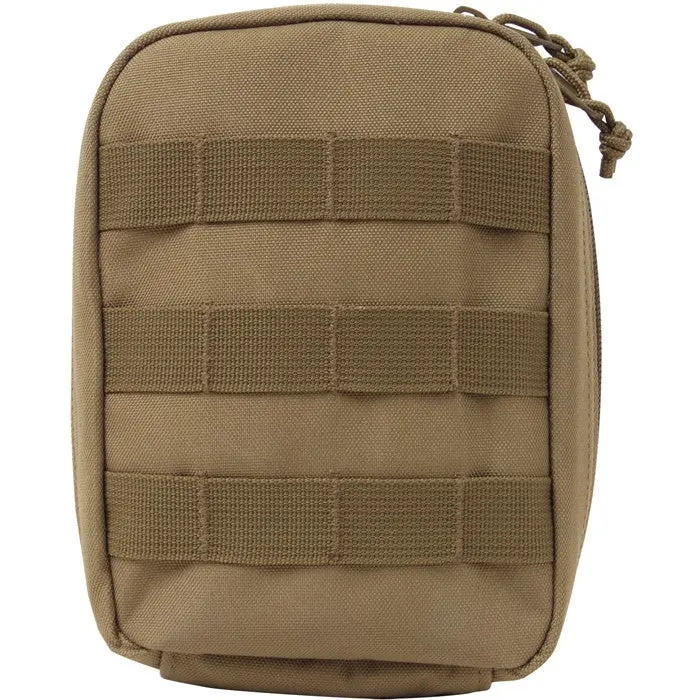 Coyote Brown Polyester Tactical First Aid Pouch - MOLLE Compatible, Compact Outdoor Emergency Kit with Elastic Bands, Secure Storage