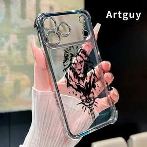 Phone Case for iPhone 17 Pro Max 16 15 Plus Air 14 13 12 11 E Lion's Blade Emblem Pattern Transparent Lens Protection Durable Soft Silicone Cover Gift