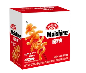 WEILOONG Moishine Spicy Konjac Snacks 360g (20 Individual Packs) – Bold Chili Flavor, Chewy Plant-Based Snack