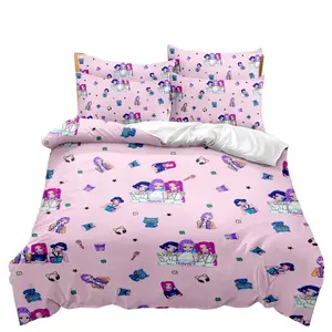 3-Piece Cute and Vibrant K-Pop Fan Club Pattern Set, 100% Breathable Polyester Bedding with Zippered Closure, Machine Washable, Digital, Home Gift Suitable for Bedroom Dorm Decor All Seasons (1 Duvet Cover + 2 Pillowcases, Filling Not Included)