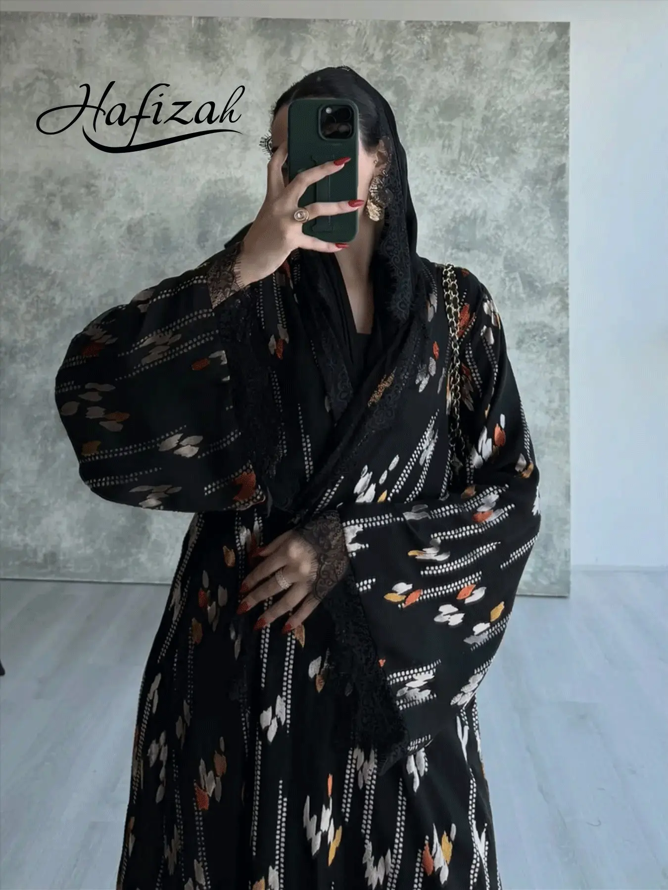 Hafizah Women's Base Colorblock Print Lace Edge Long Ethnic Pattern Casual Relaxed Fit Cardigan Scarf Set, Loose-Fitting Fashion Outerwear for All Seasons